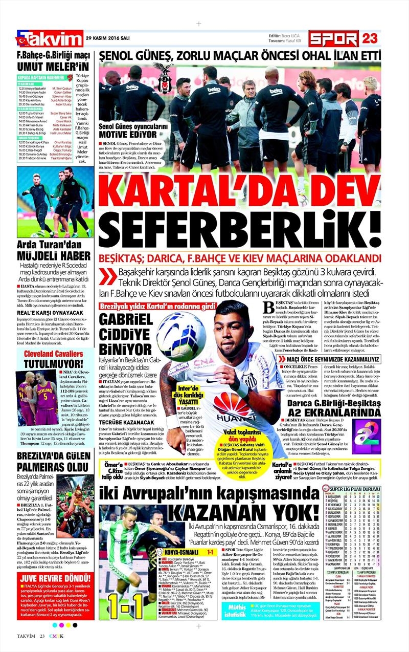 29 Kasım 2016 | Gazetelerin Beşiktaş manşetleri - Görsel 3