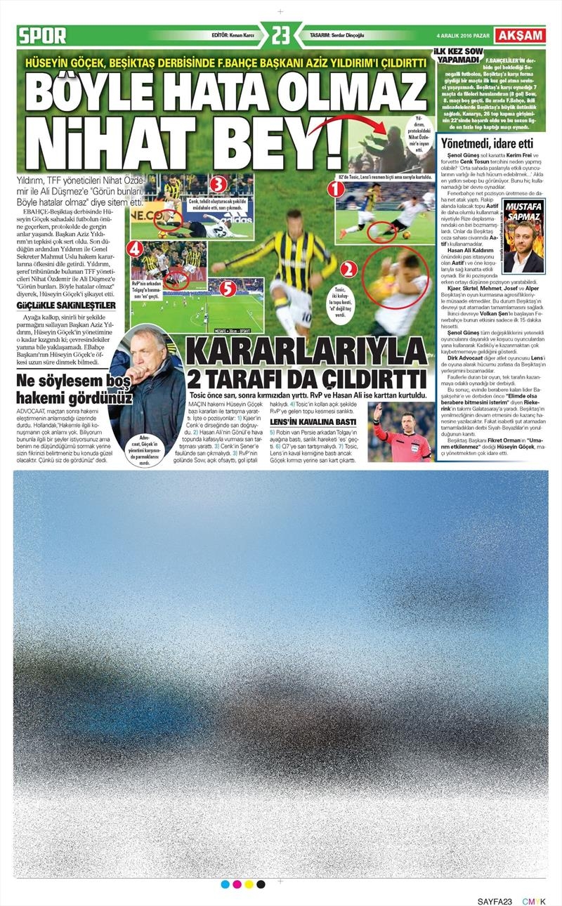 4 Aralık 2016 | İşte gazetelerin derbi manşetleri - Görsel 1