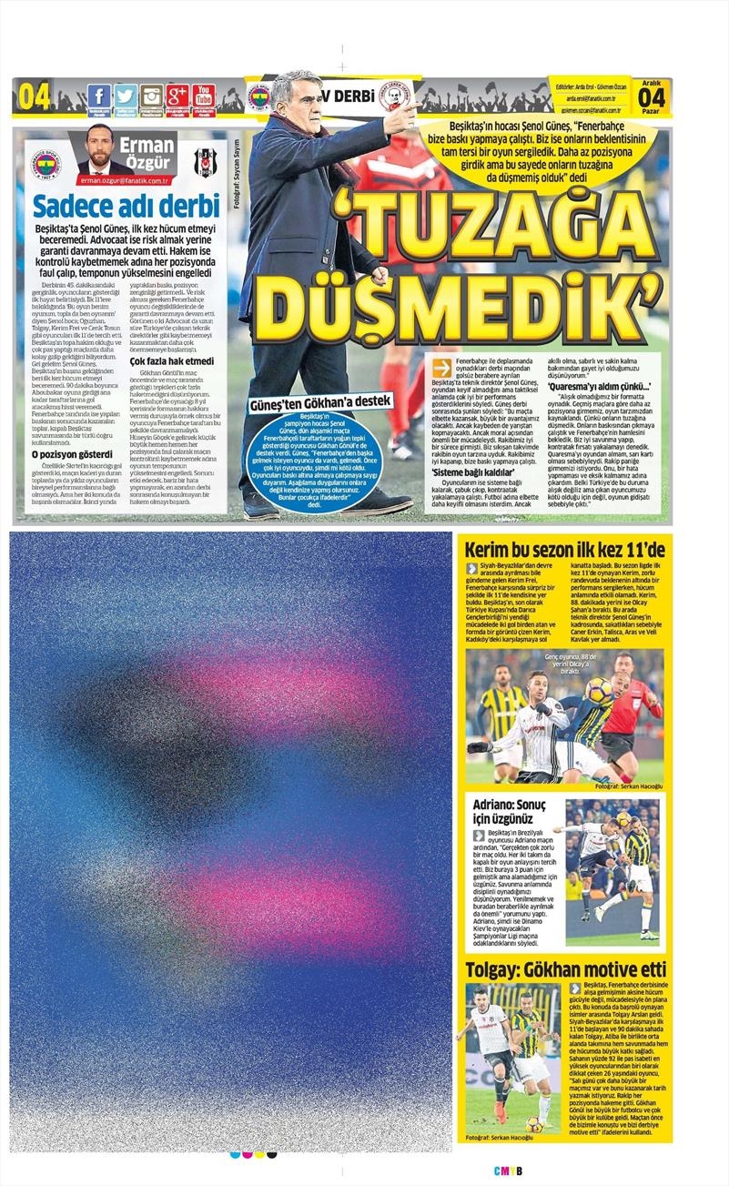 4 Aralık 2016 | İşte gazetelerin derbi manşetleri - Görsel 14