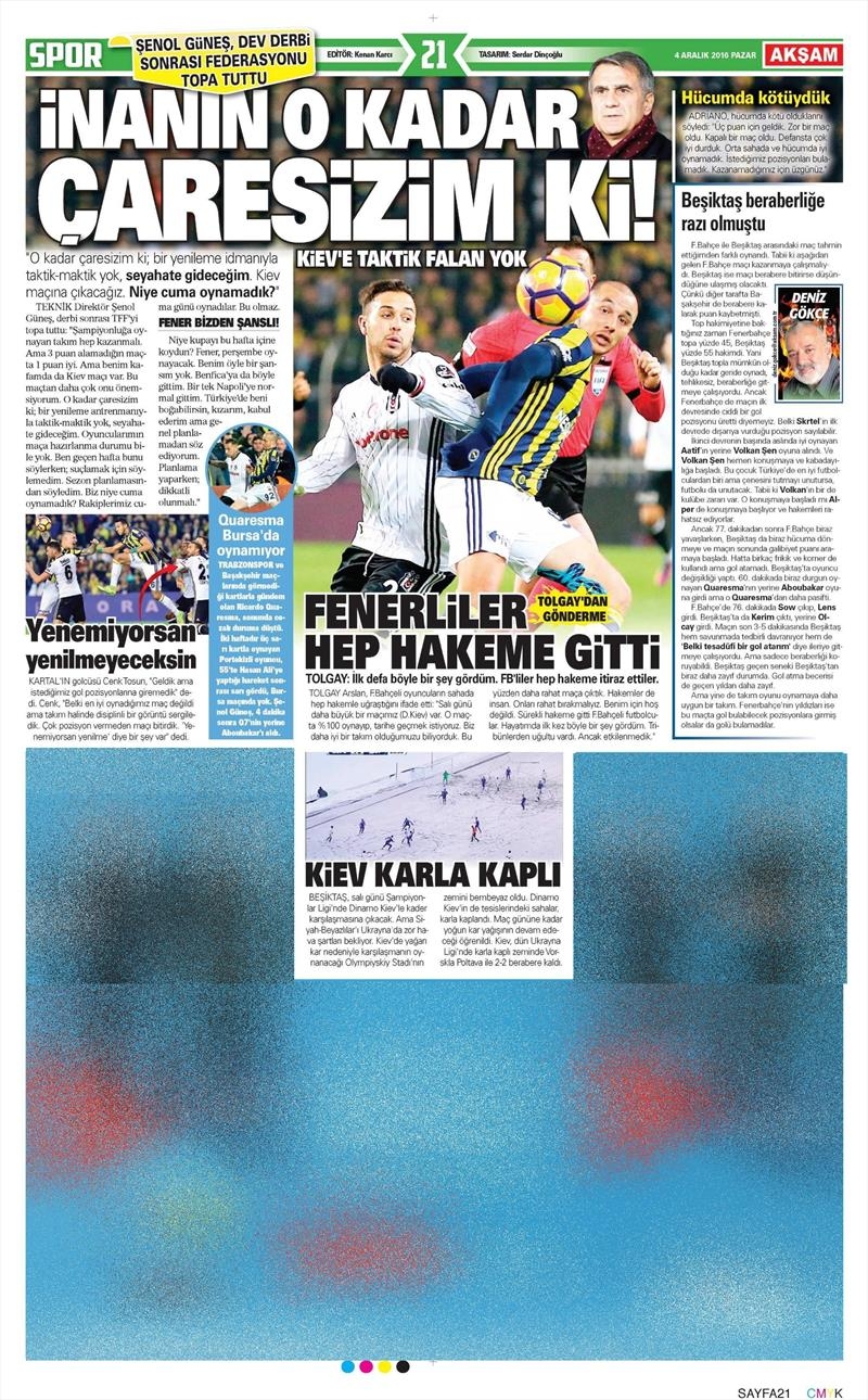4 Aralık 2016 | İşte gazetelerin derbi manşetleri - Görsel 3