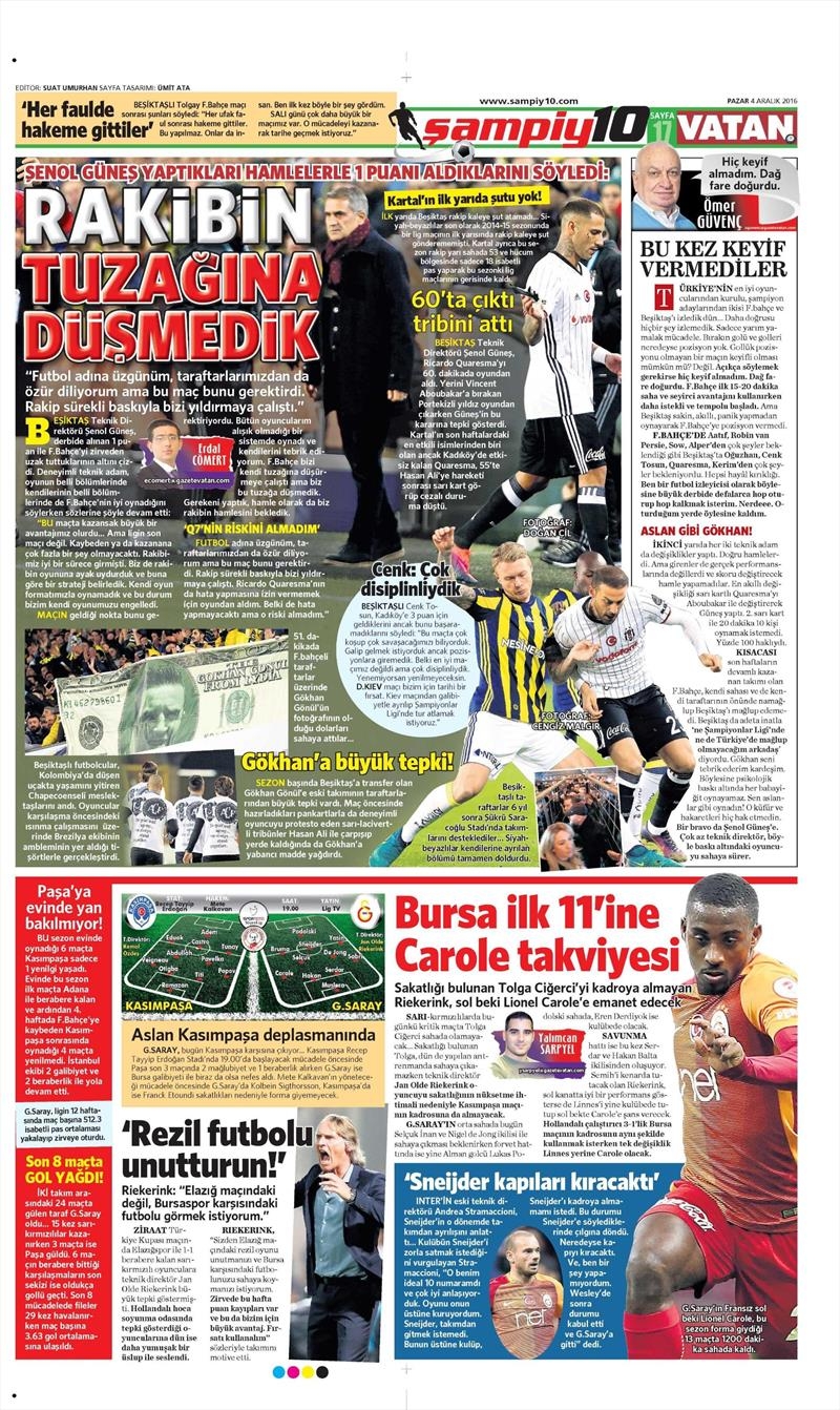 4 Aralık 2016 | İşte gazetelerin derbi manşetleri - Görsel 38