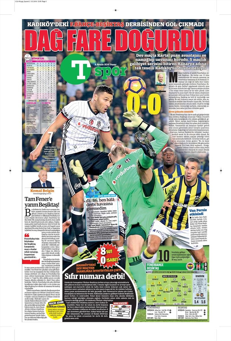4 Aralık 2016 | İşte gazetelerin derbi manşetleri - Görsel 42