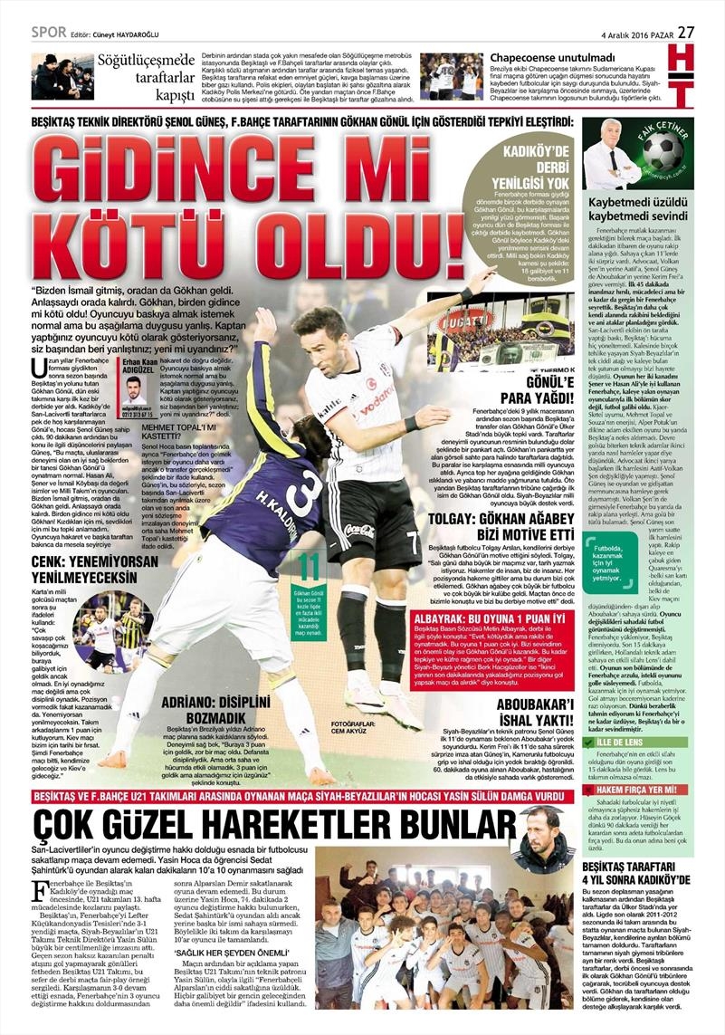 4 Aralık 2016 | İşte gazetelerin derbi manşetleri - Görsel 8
