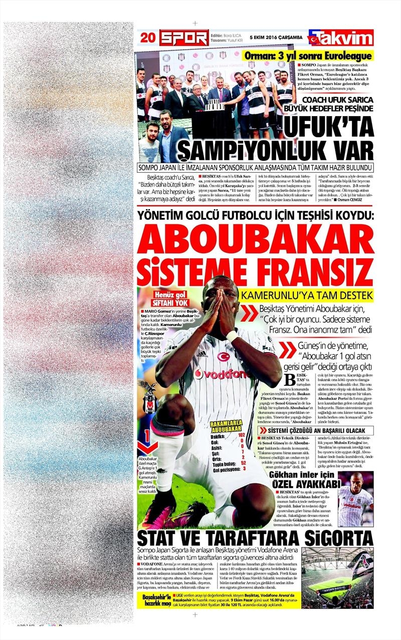 5 Ekim 2016 | Beşiktaş sayfaları - Görsel 2