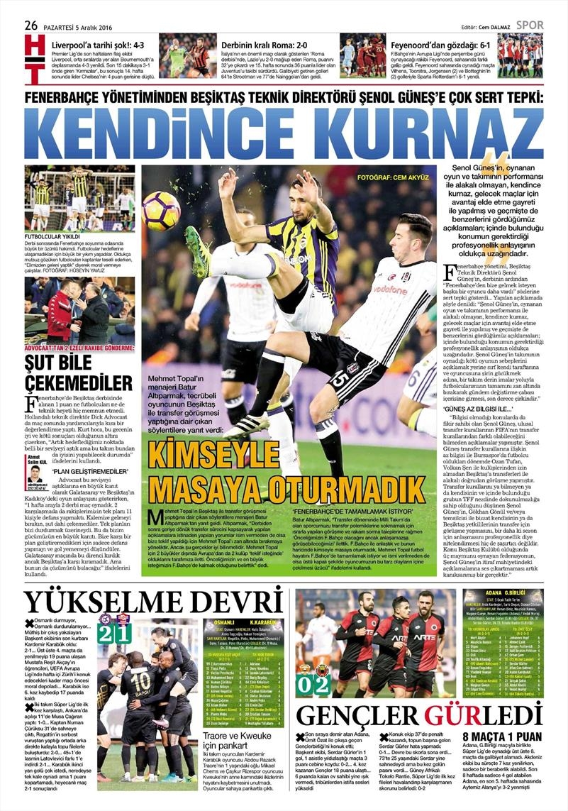 5 Aralık 2016 | Gazetelerin Beşiktaş manşetleri - Görsel 11