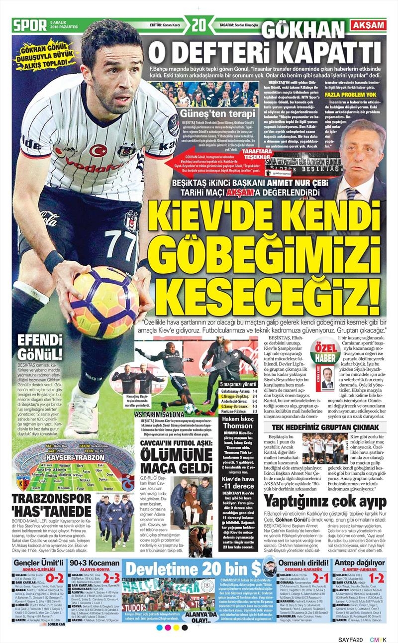 5 Aralık 2016 | Gazetelerin Beşiktaş manşetleri - Görsel 15