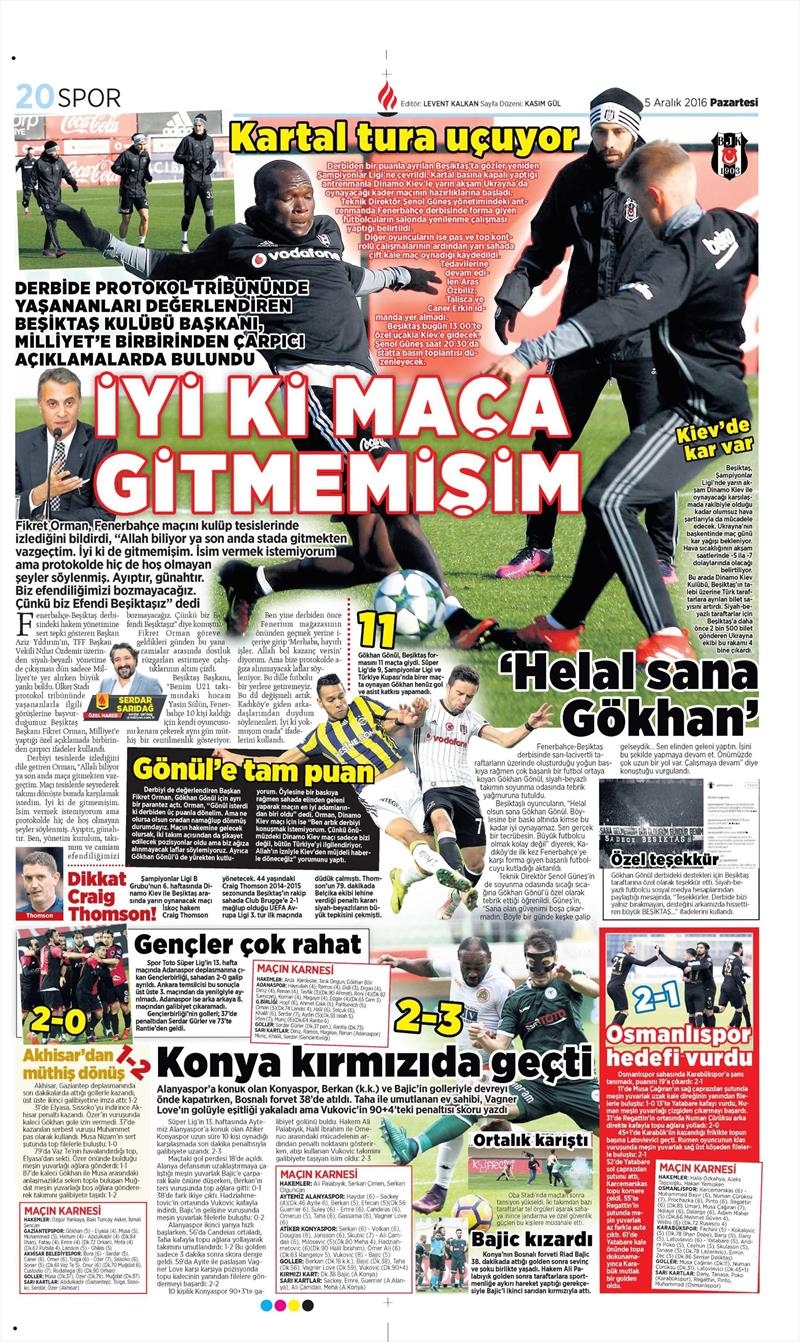 5 Aralık 2016 | Gazetelerin Beşiktaş manşetleri - Görsel 8