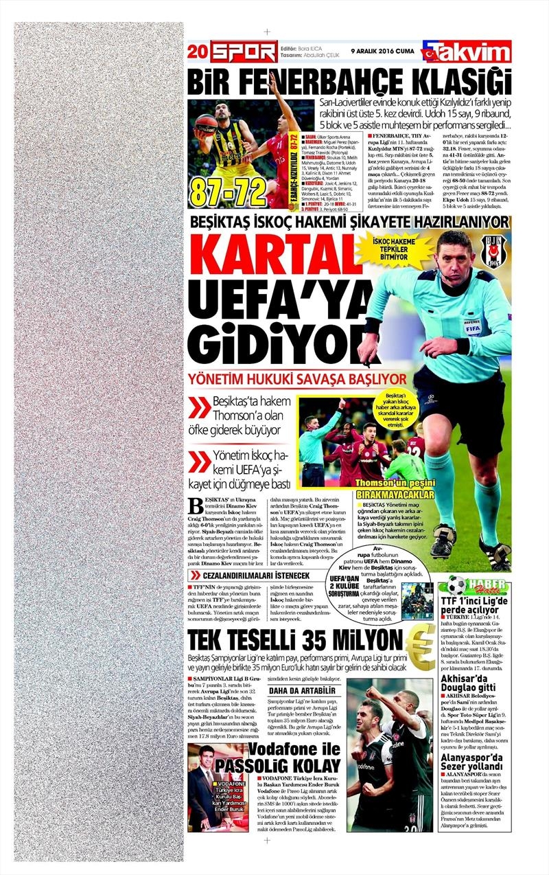 9 Aralık 2016 | İşte gazetelerin Beşiktaş manşetleri - Görsel 3