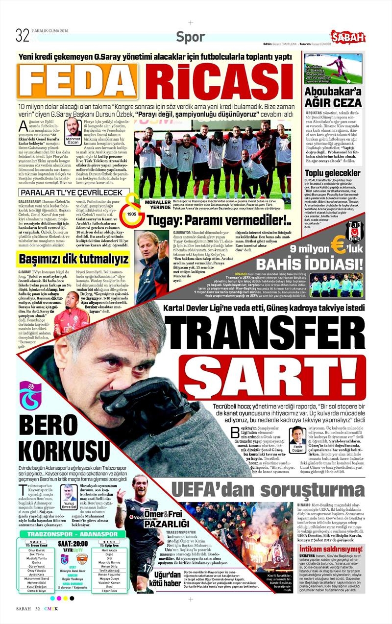 9 Aralık 2016 | İşte gazetelerin Beşiktaş manşetleri - Görsel 5