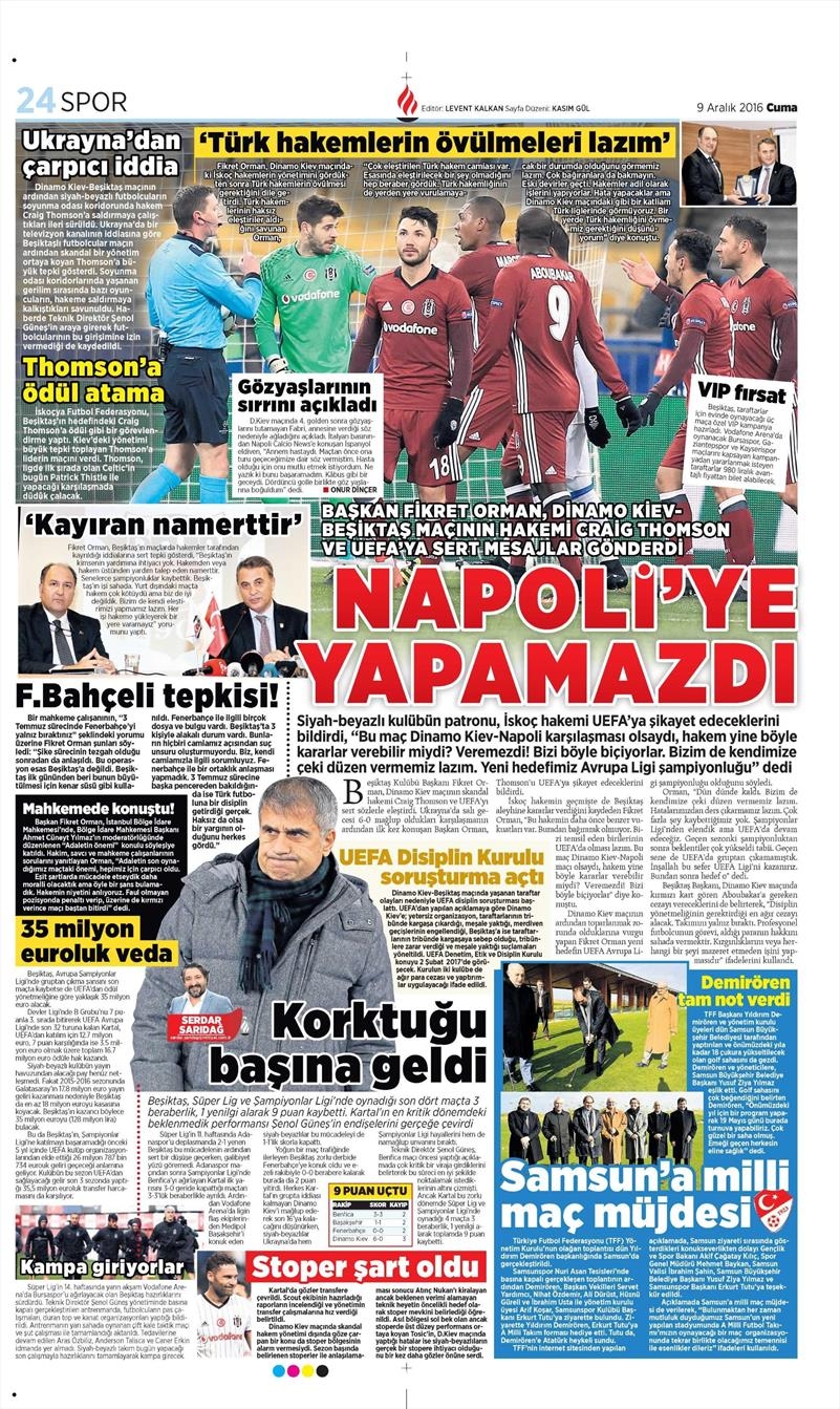 9 Aralık 2016 | İşte gazetelerin Beşiktaş manşetleri - Görsel 7