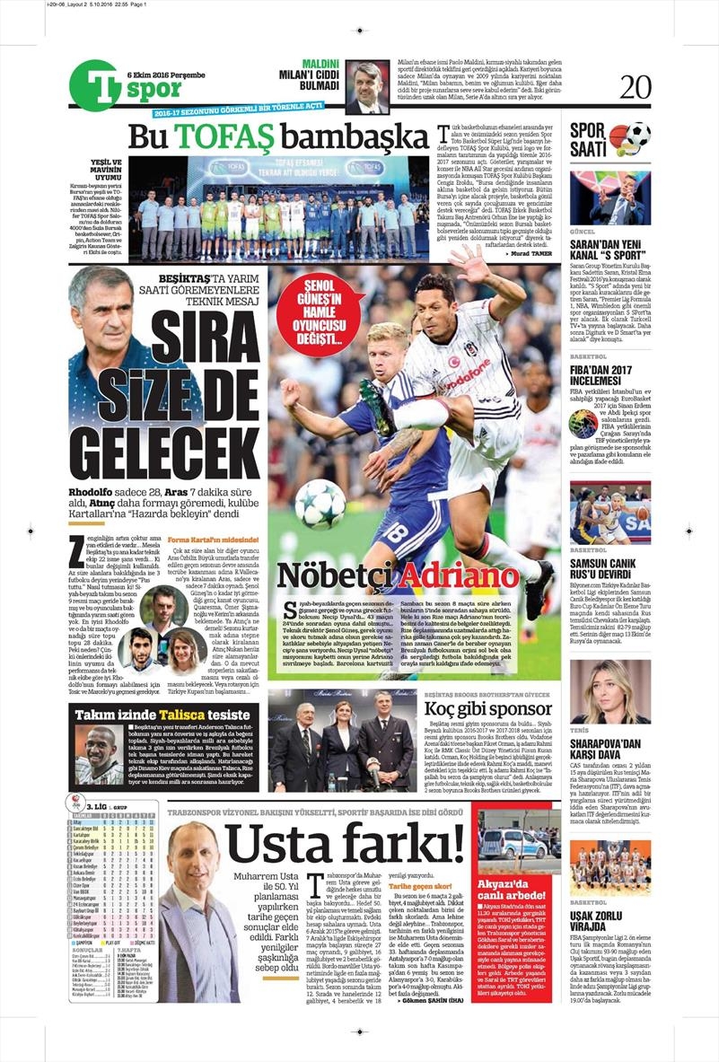6 Ekim 2016 | Beşiktaş sayfaları - Görsel 11