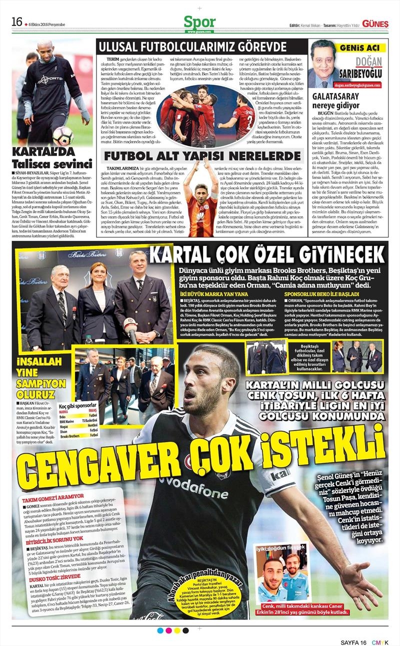 6 Ekim 2016 | Beşiktaş sayfaları - Görsel 3