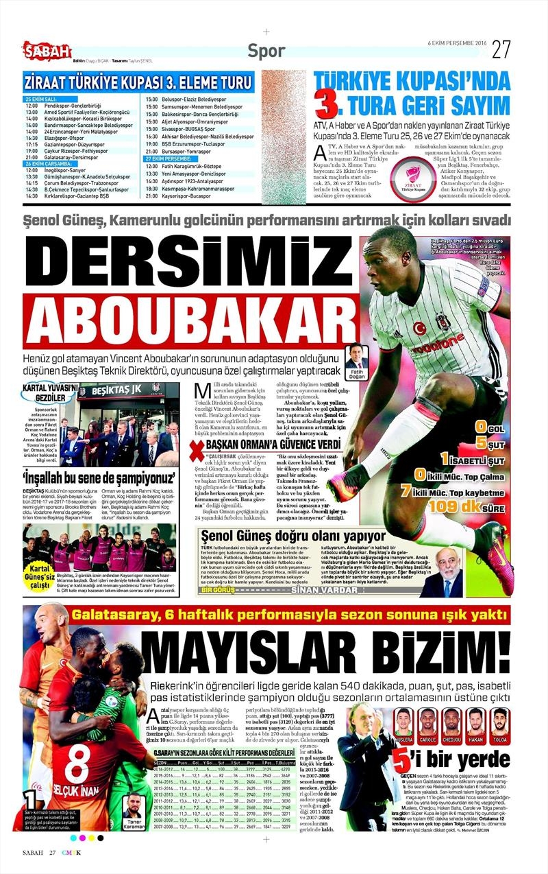 6 Ekim 2016 | Beşiktaş sayfaları - Görsel 8