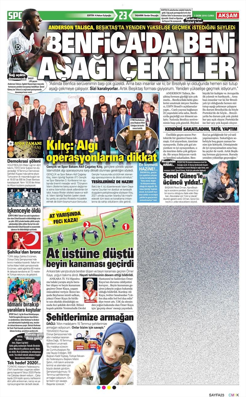 7 Ekim 2016 | Beşiktaş sayfaları - Görsel 1