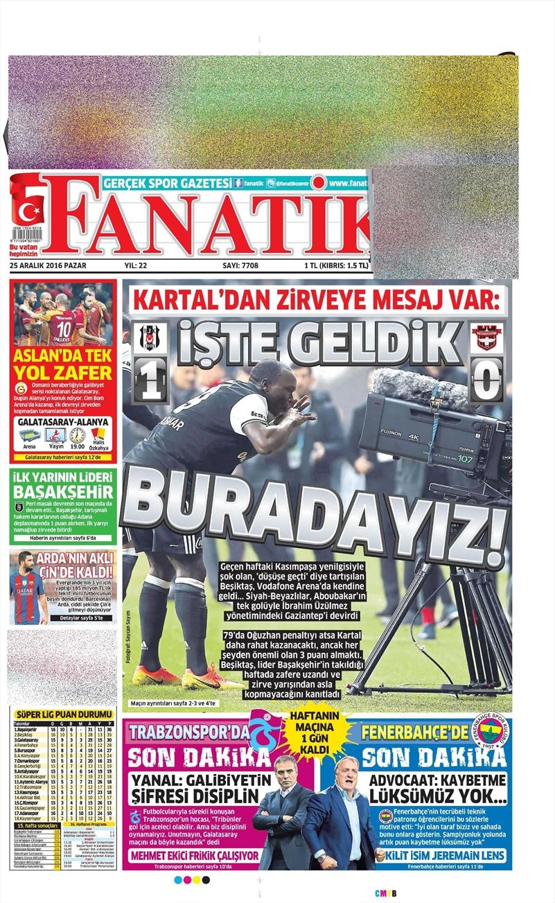 25 Aralık 2016 | İşte gazetelerin Beşiktaş manşetleri - Görsel 1