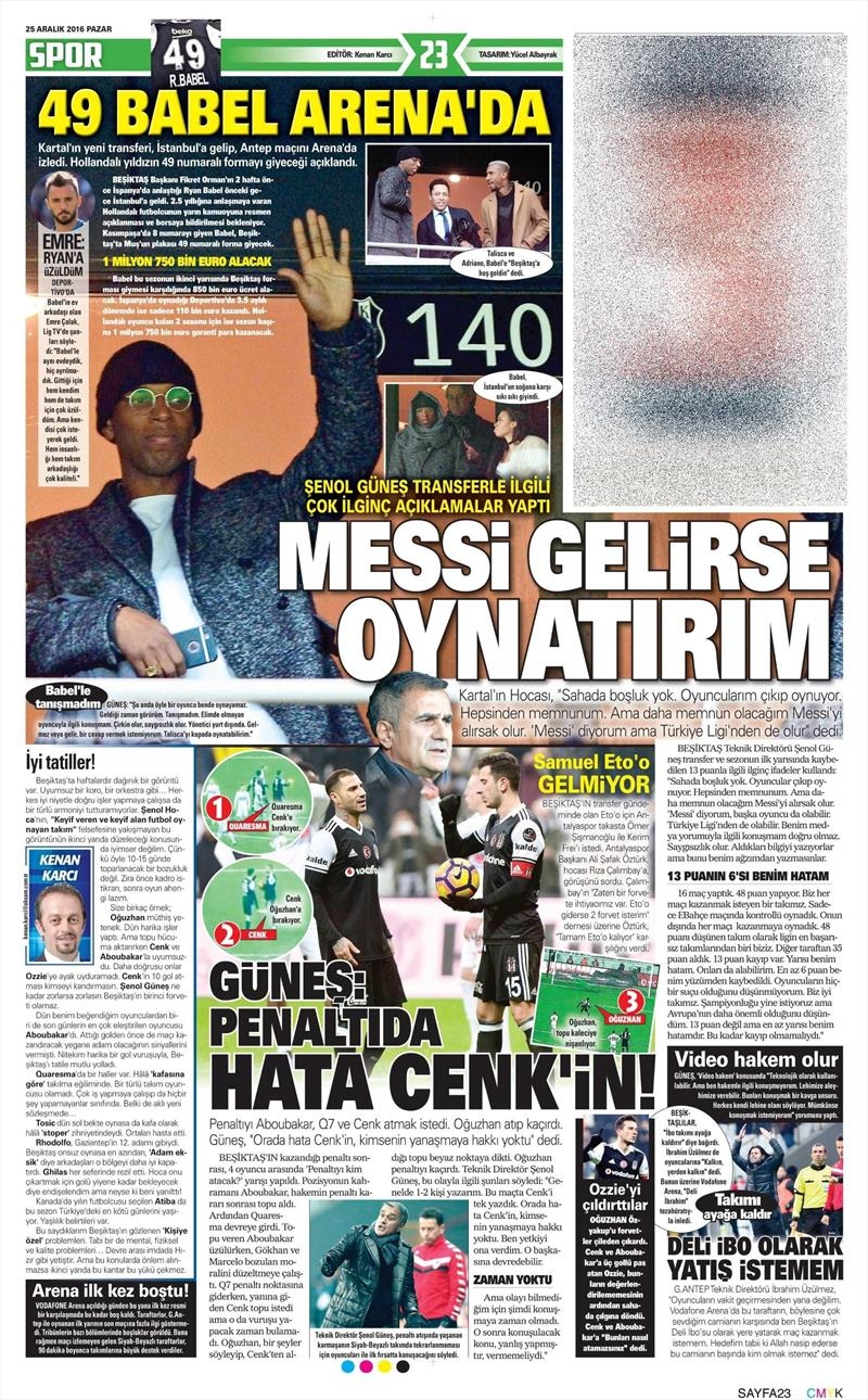 25 Aralık 2016 | İşte gazetelerin Beşiktaş manşetleri - Görsel 10