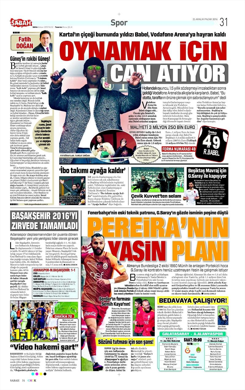 25 Aralık 2016 | İşte gazetelerin Beşiktaş manşetleri - Görsel 18