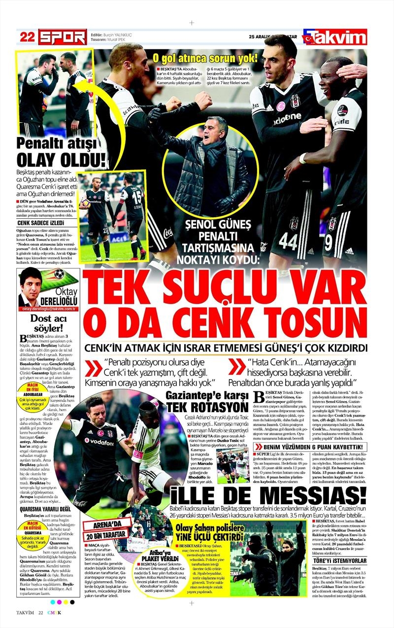 25 Aralık 2016 | İşte gazetelerin Beşiktaş manşetleri - Görsel 22