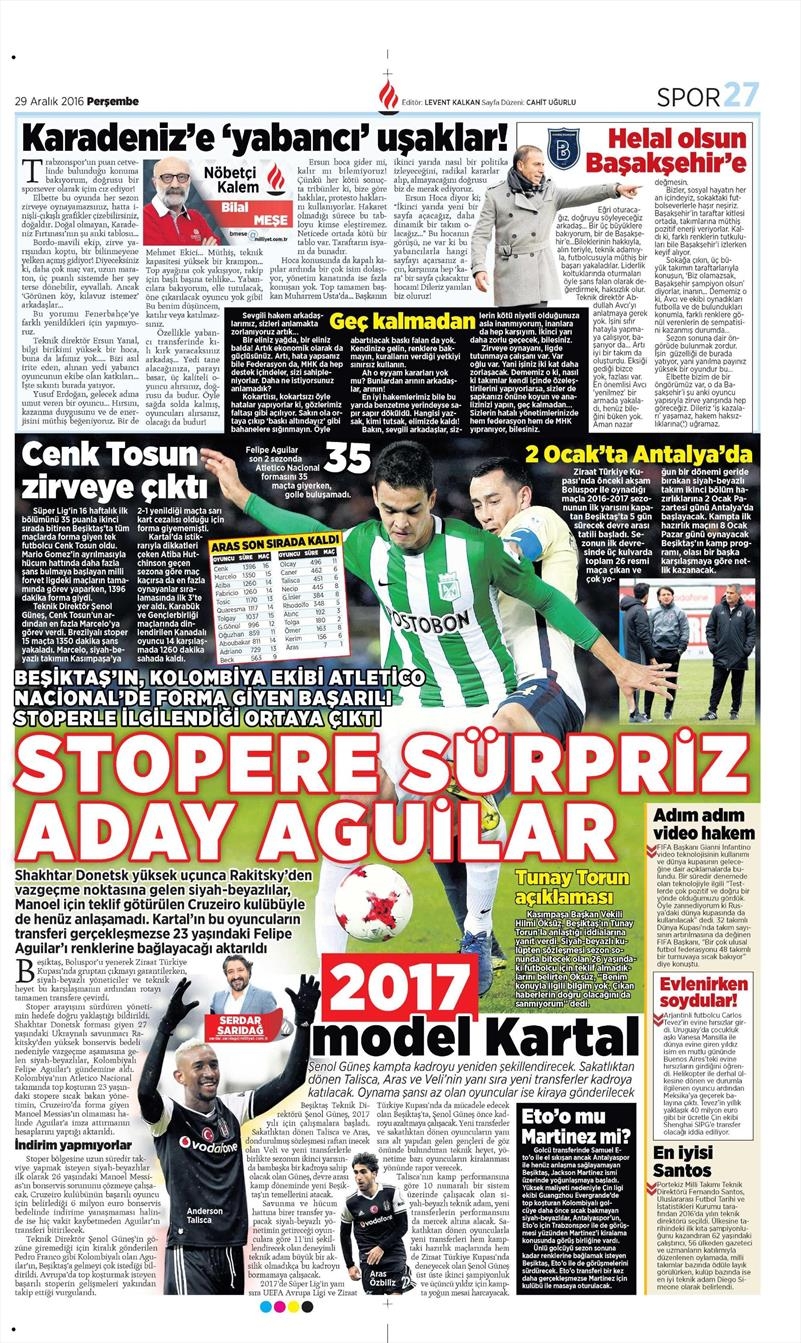 29 Aralık 2016 | İşte gazetelerin Beşiktaş manşetleri - Görsel 10