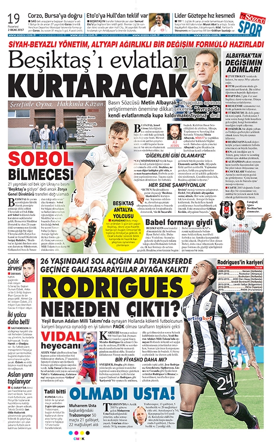 02 Ocak 2017 | İşte gazetelerin Beşiktaş manşetleri - Görsel 12