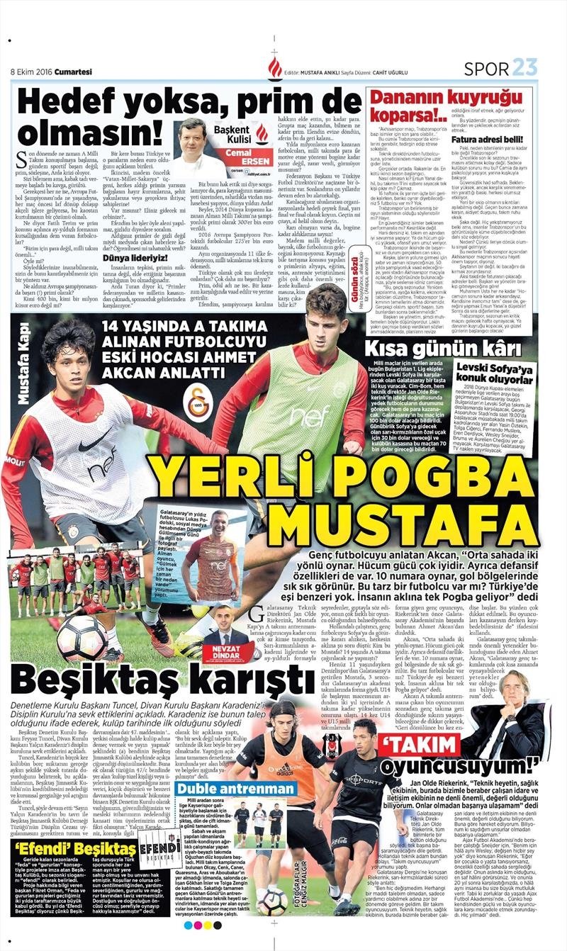 8 Ekim 2016 | Beşiktaş sayfaları - Görsel 7