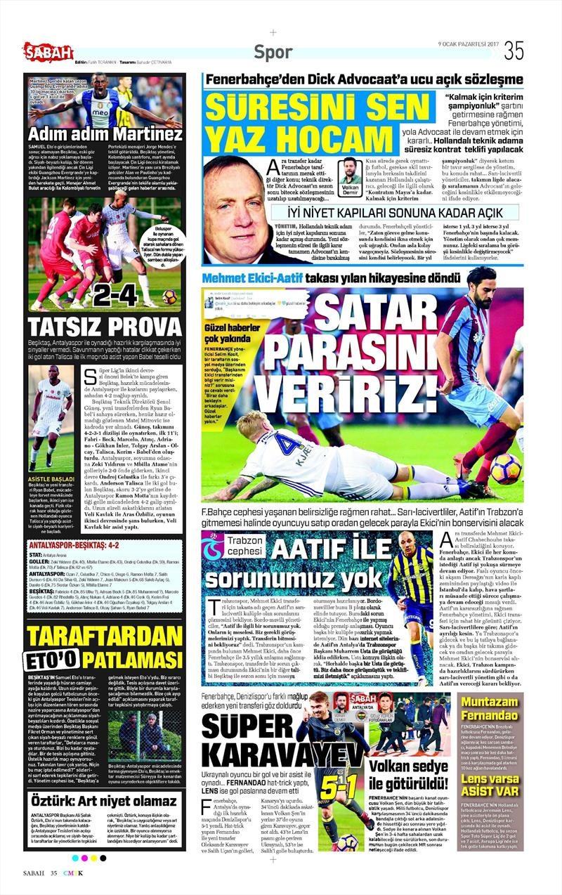 9 Ocak 2017 | İşte gazetelerin Beşiktaş manşetleri - Görsel 10