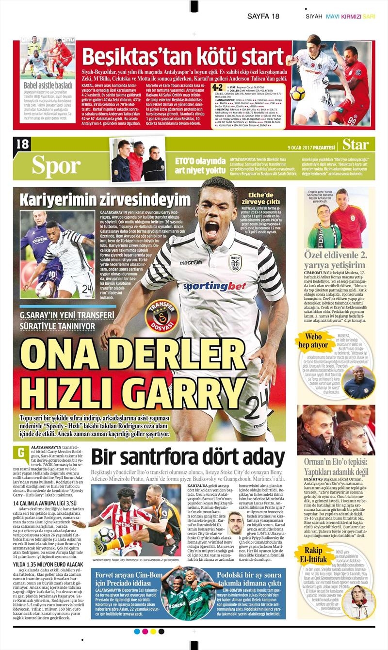 9 Ocak 2017 | İşte gazetelerin Beşiktaş manşetleri - Görsel 12