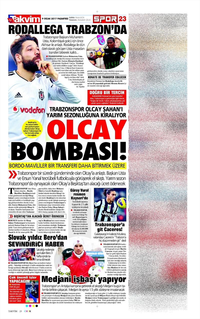 9 Ocak 2017 | İşte gazetelerin Beşiktaş manşetleri - Görsel 14