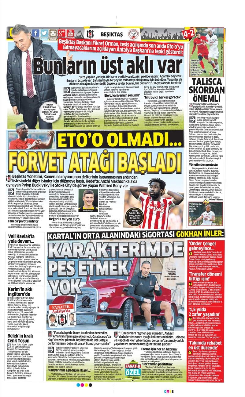 9 Ocak 2017 | İşte gazetelerin Beşiktaş manşetleri - Görsel 2