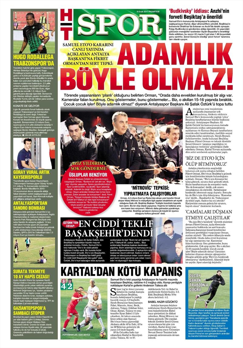 9 Ocak 2017 | İşte gazetelerin Beşiktaş manşetleri - Görsel 5