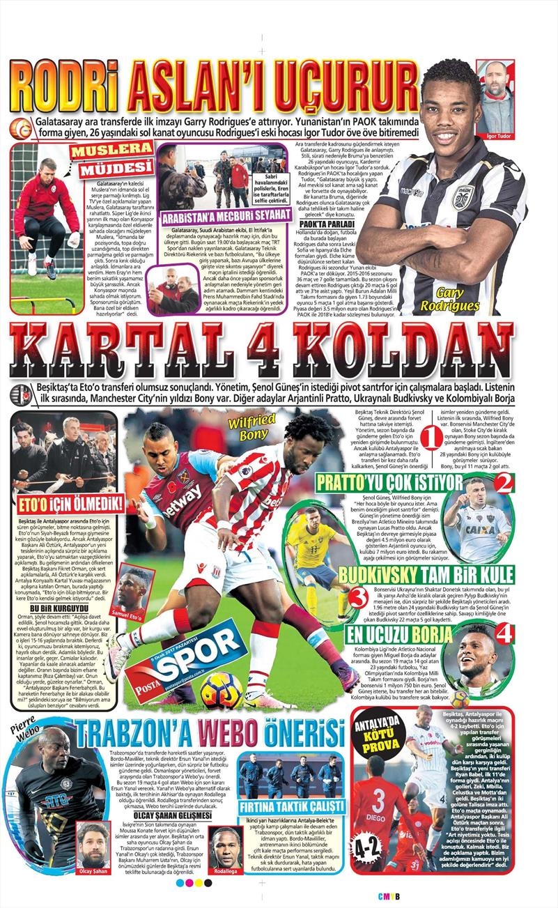 9 Ocak 2017 | İşte gazetelerin Beşiktaş manşetleri - Görsel 8