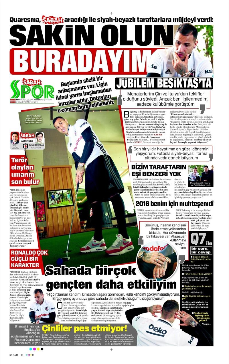 9 Ocak 2017 | İşte gazetelerin Beşiktaş manşetleri - Görsel 9