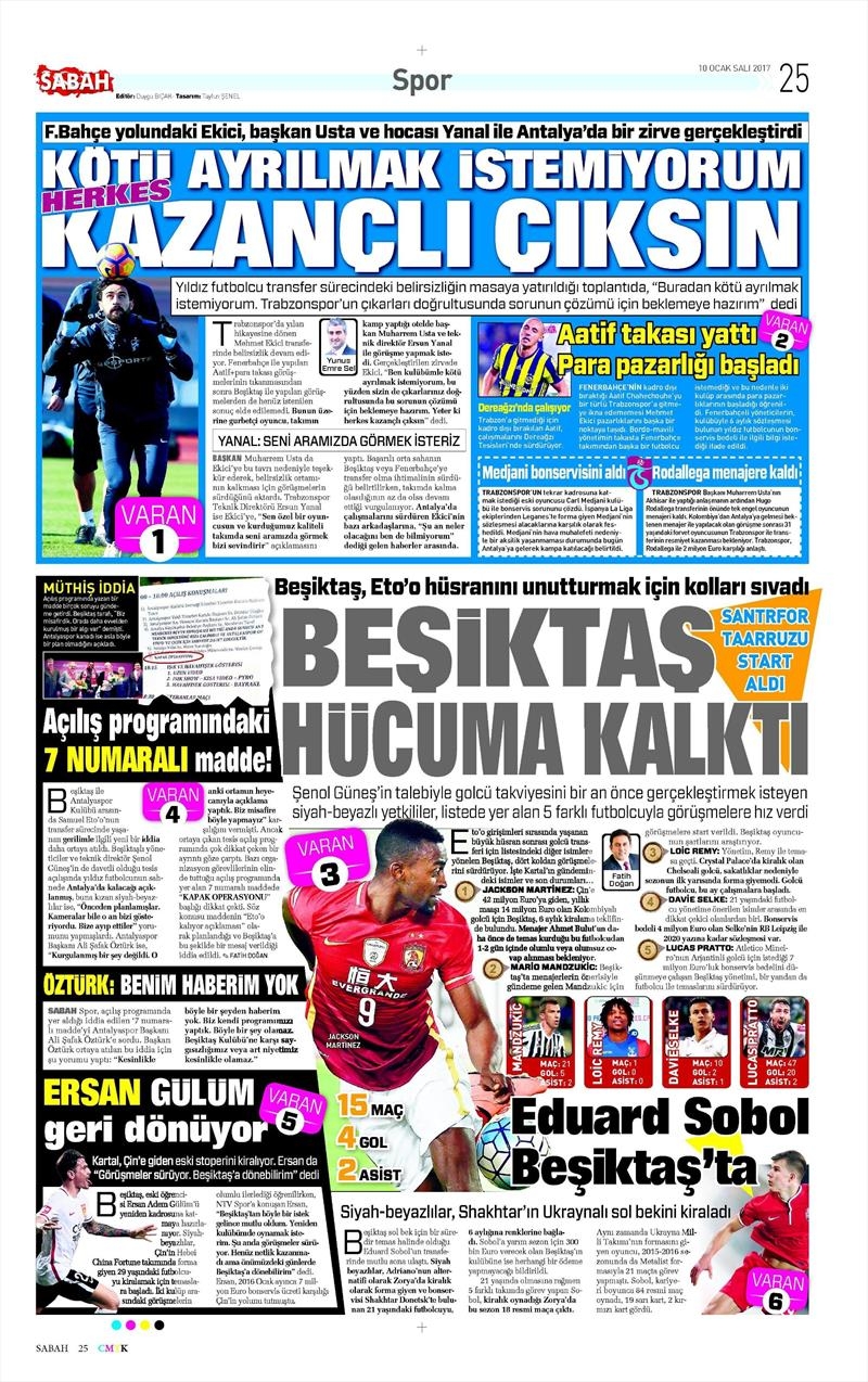 10 Ocak 2017 | İşte gazetelerin Beşiktaş manşetleri - Görsel 12