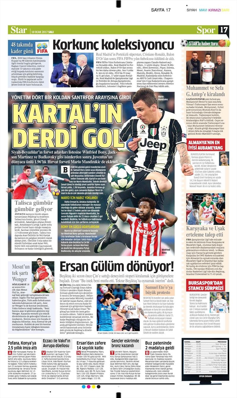10 Ocak 2017 | İşte gazetelerin Beşiktaş manşetleri - Görsel 13