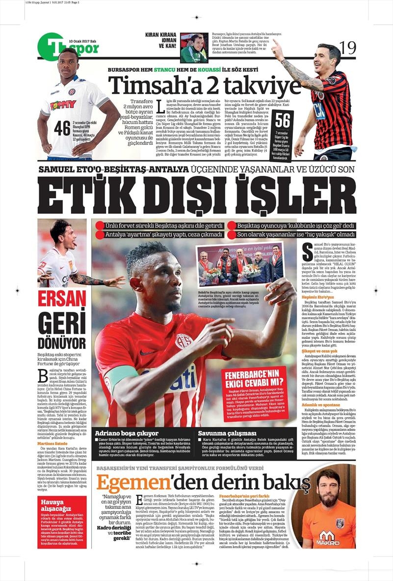 10 Ocak 2017 | İşte gazetelerin Beşiktaş manşetleri - Görsel 15