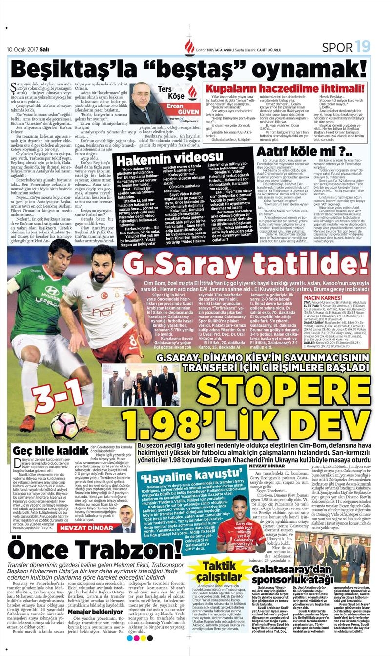 10 Ocak 2017 | İşte gazetelerin Beşiktaş manşetleri - Görsel 9