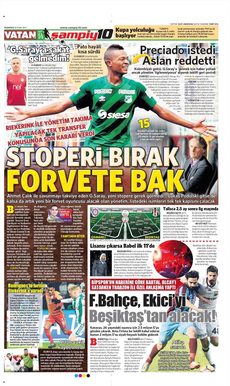 16 Ocak 2017 | İşte gazetelerin Beşiktaş manşetleri - Görsel 14