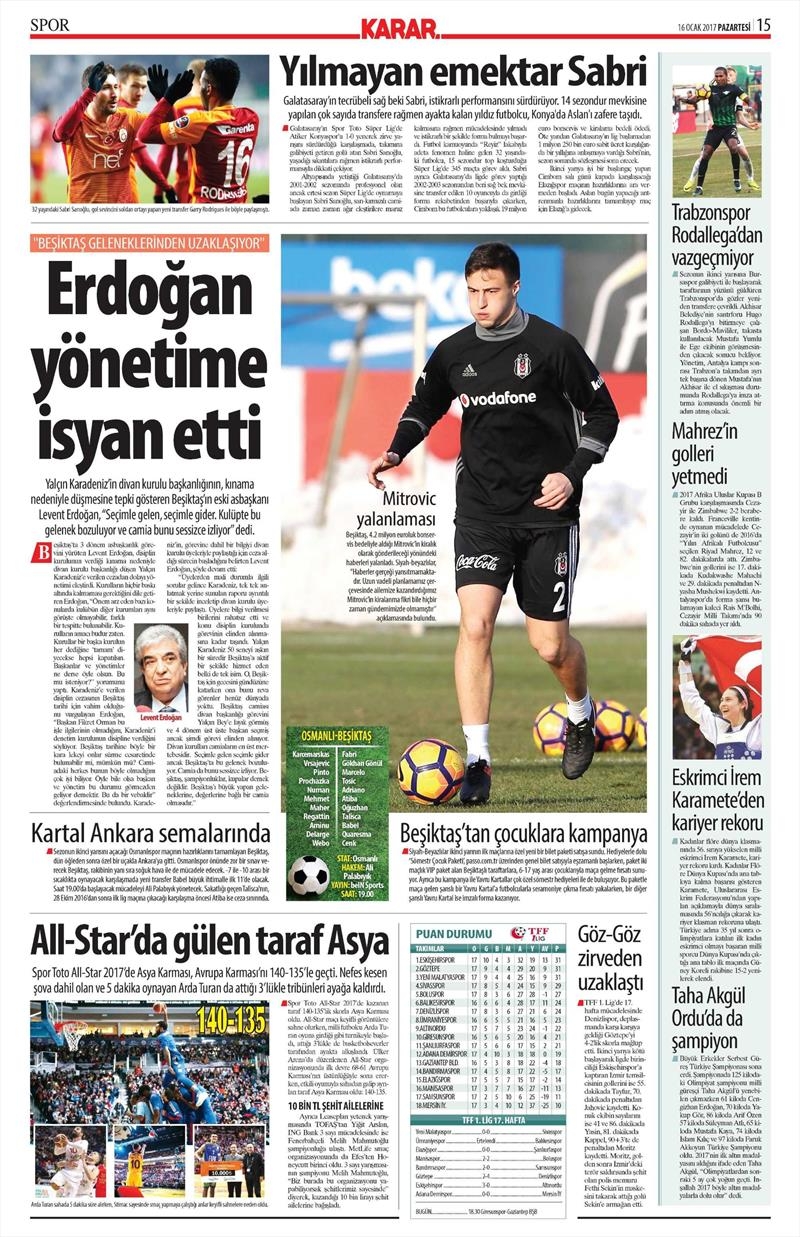 16 Ocak 2017 | İşte gazetelerin Beşiktaş manşetleri - Görsel 7