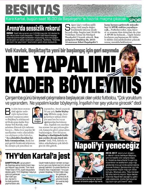 9 Ekim 2016 | Gazetelerin Beşiktaş sayfaları - Görsel 14