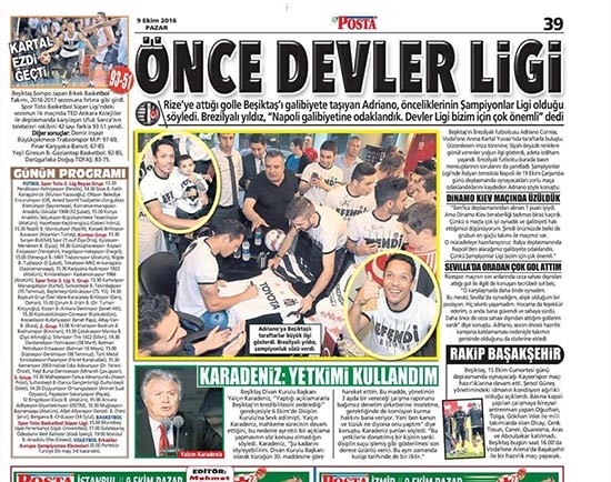 9 Ekim 2016 | Gazetelerin Beşiktaş sayfaları - Görsel 15