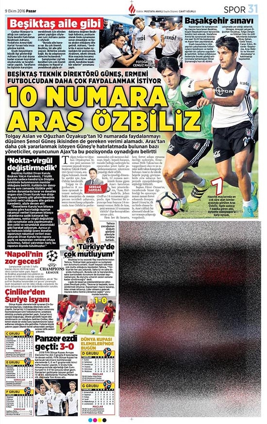 9 Ekim 2016 | Gazetelerin Beşiktaş sayfaları - Görsel 16