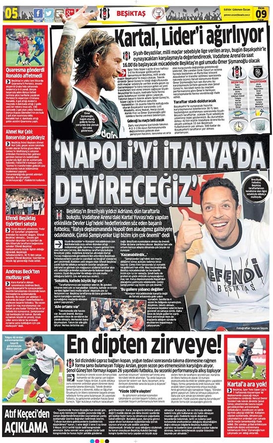 9 Ekim 2016 | Gazetelerin Beşiktaş sayfaları - Görsel 2