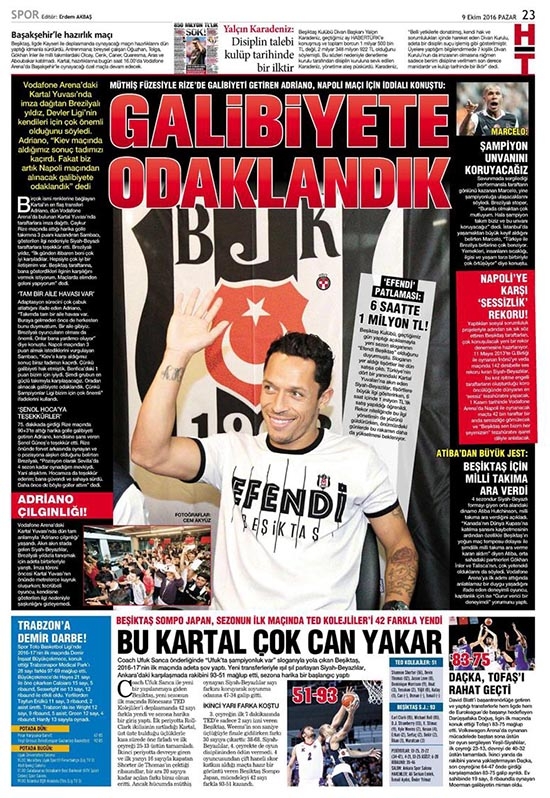 9 Ekim 2016 | Gazetelerin Beşiktaş sayfaları - Görsel 4