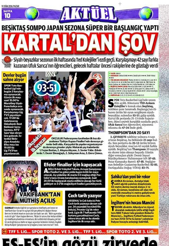 9 Ekim 2016 | Gazetelerin Beşiktaş sayfaları - Görsel 5