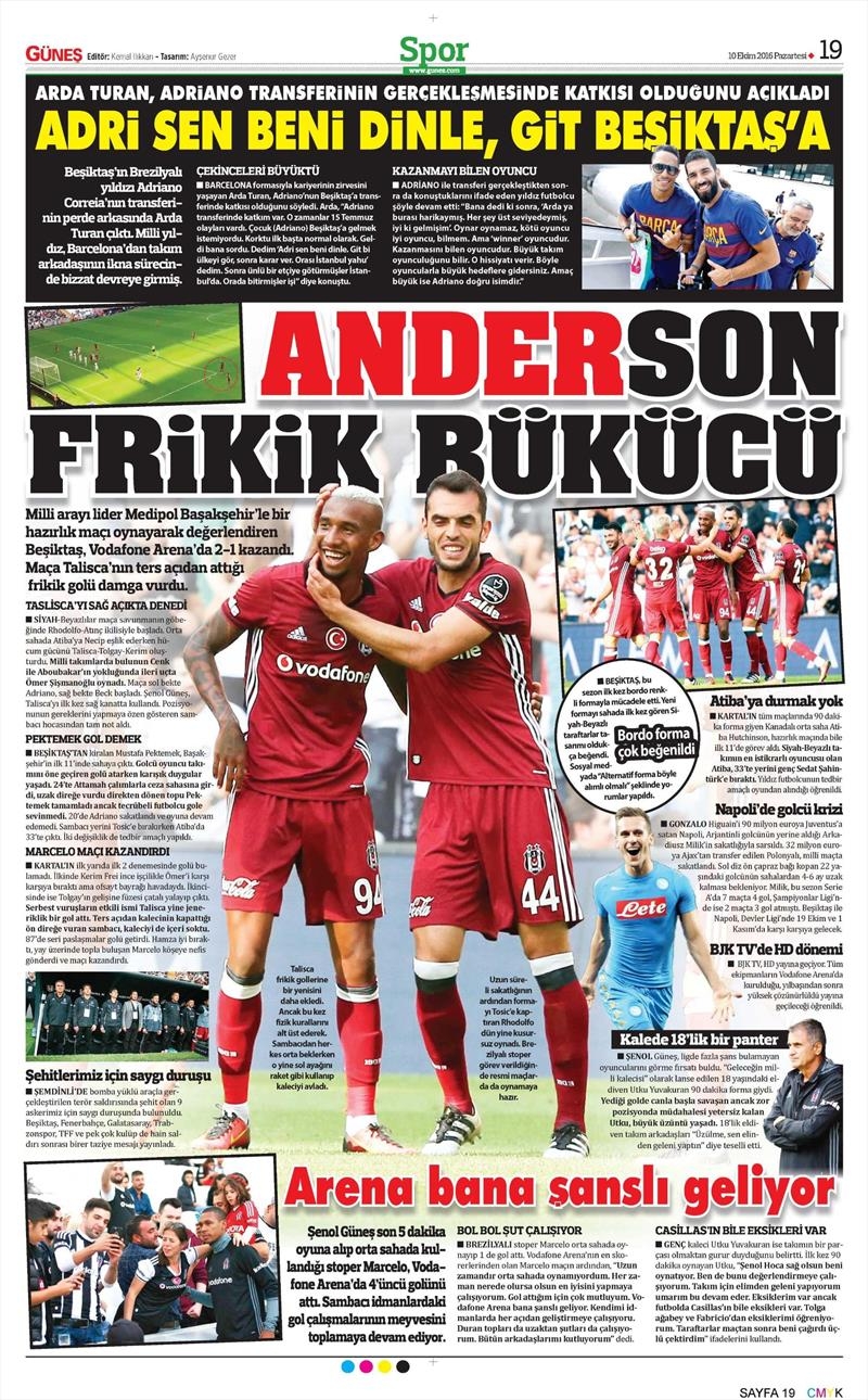 10 Ekim 2016 | Gazetelerin Beşiktaş Sayfaları - Görsel 7