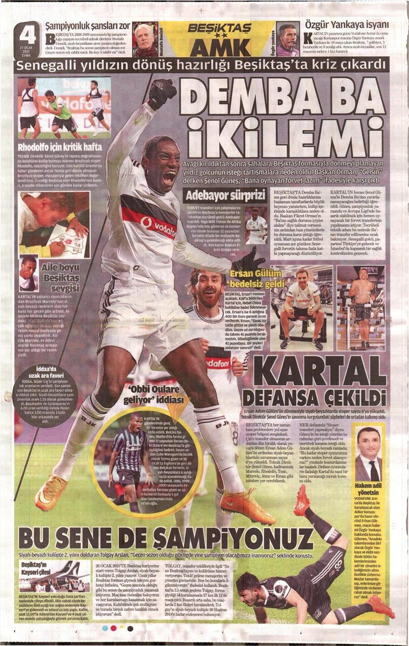 27 Ocak 2017 | İşte gazetelerin Beşiktaş manşetleri - Görsel 1