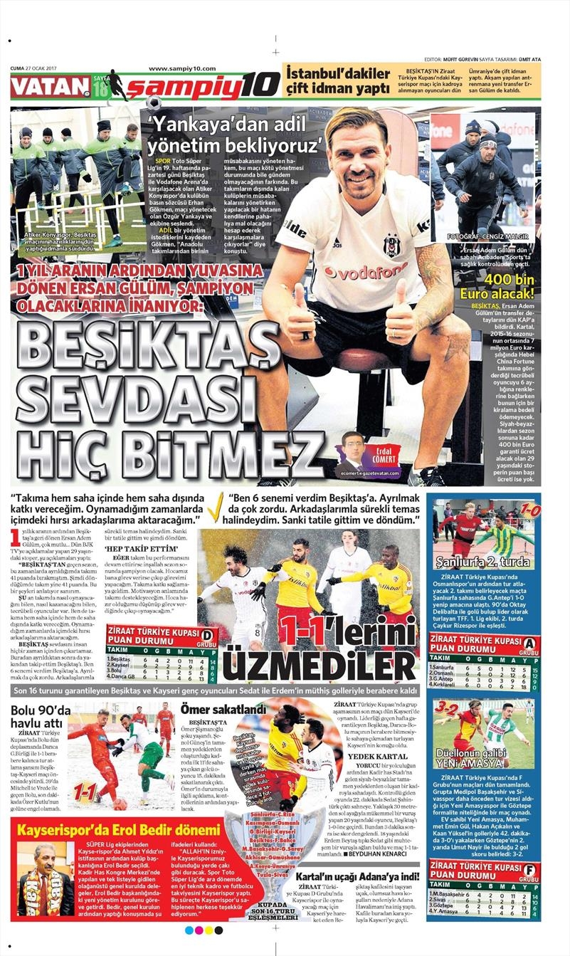 27 Ocak 2017 | İşte gazetelerin Beşiktaş manşetleri - Görsel 9