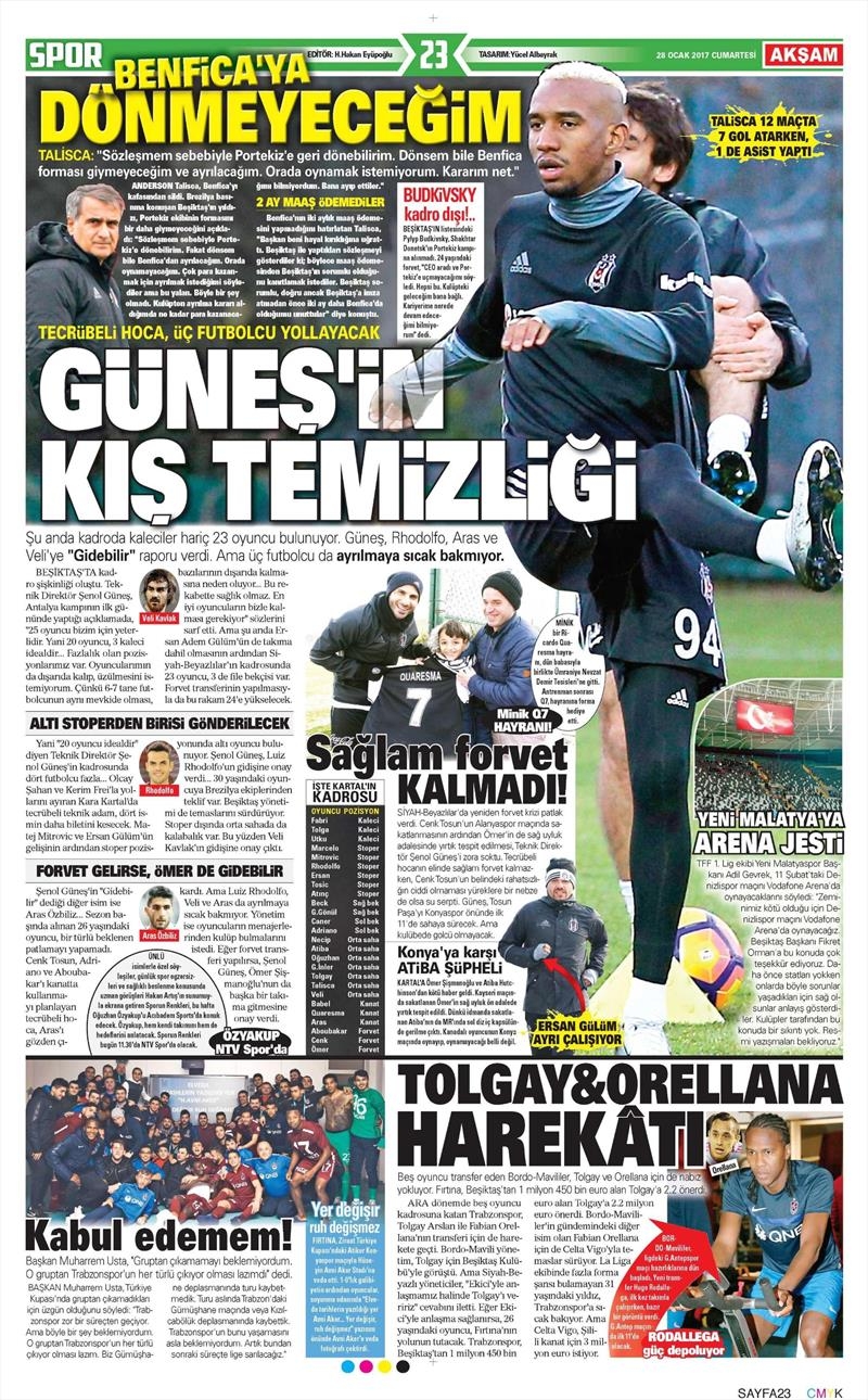 28 Ocak 2017 | İşte gazetelerin Beşiktaş manşetleri - Görsel 2