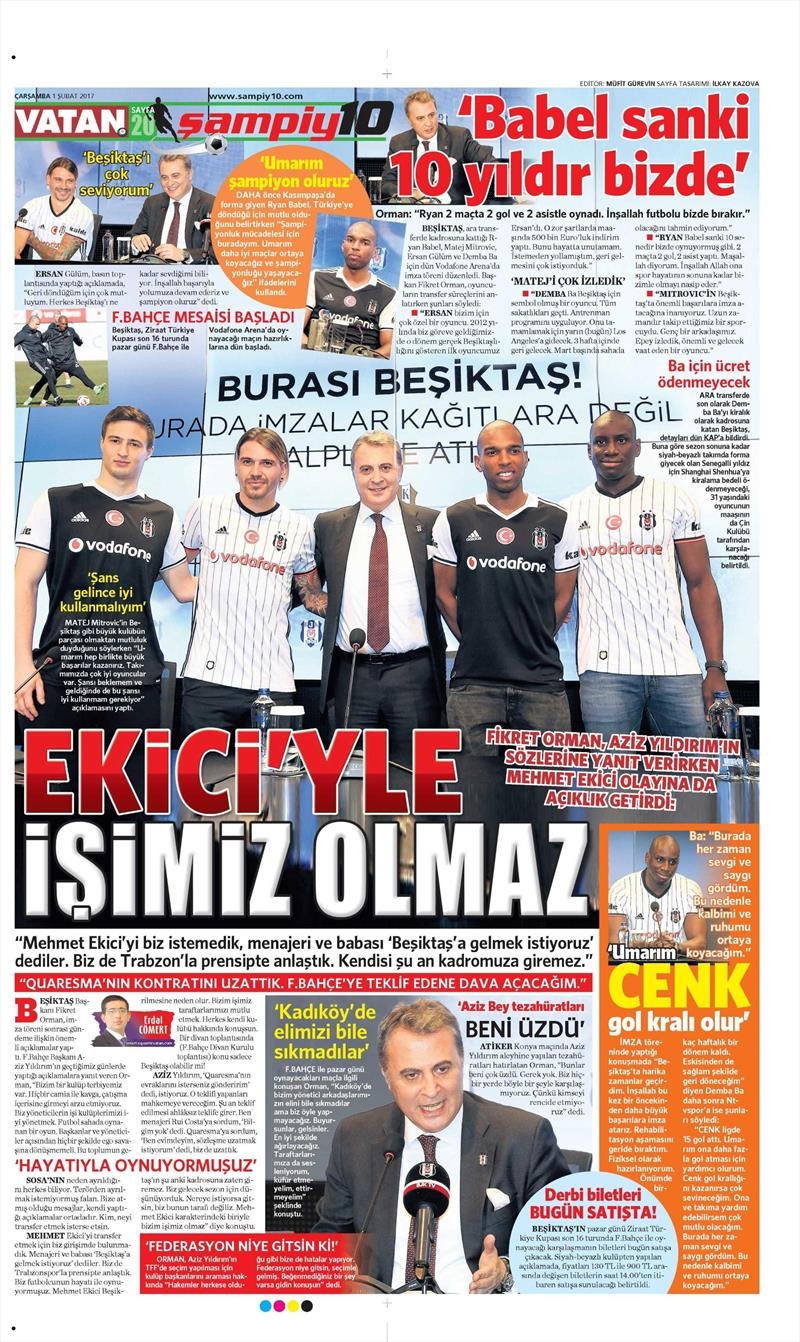 01 Şubat 2017 | İşte gazetelerin Beşiktaş manşetleri - Görsel 8