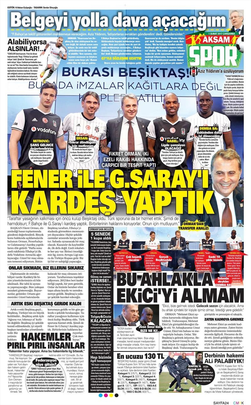 01 Şubat 2017 | İşte gazetelerin Beşiktaş manşetleri - Görsel 9